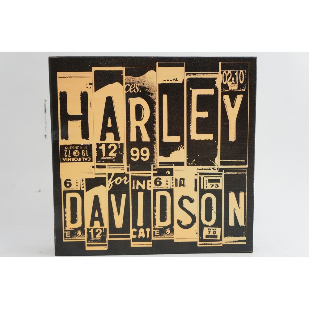 Hallmark Harley-Davidson Wood Block Sign License Plate Collage Graphic Art GC